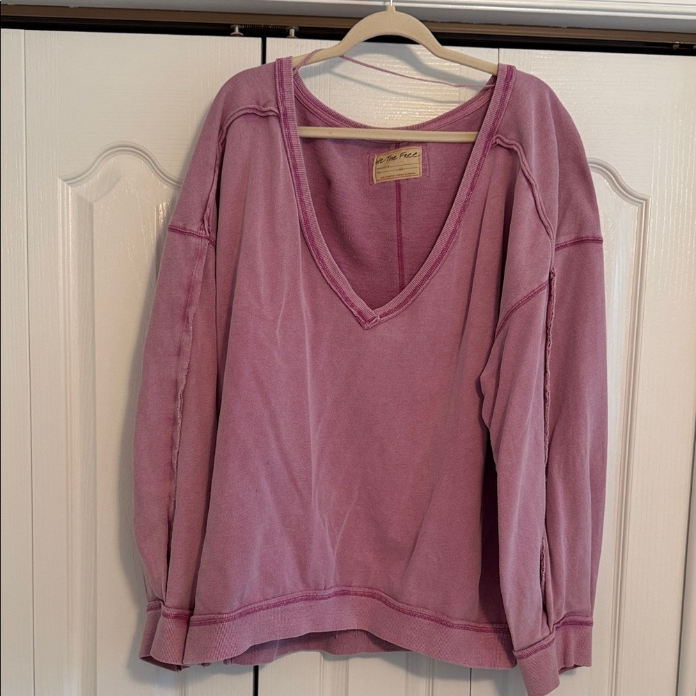 We The Free Purple V-Neck Sweatshirt